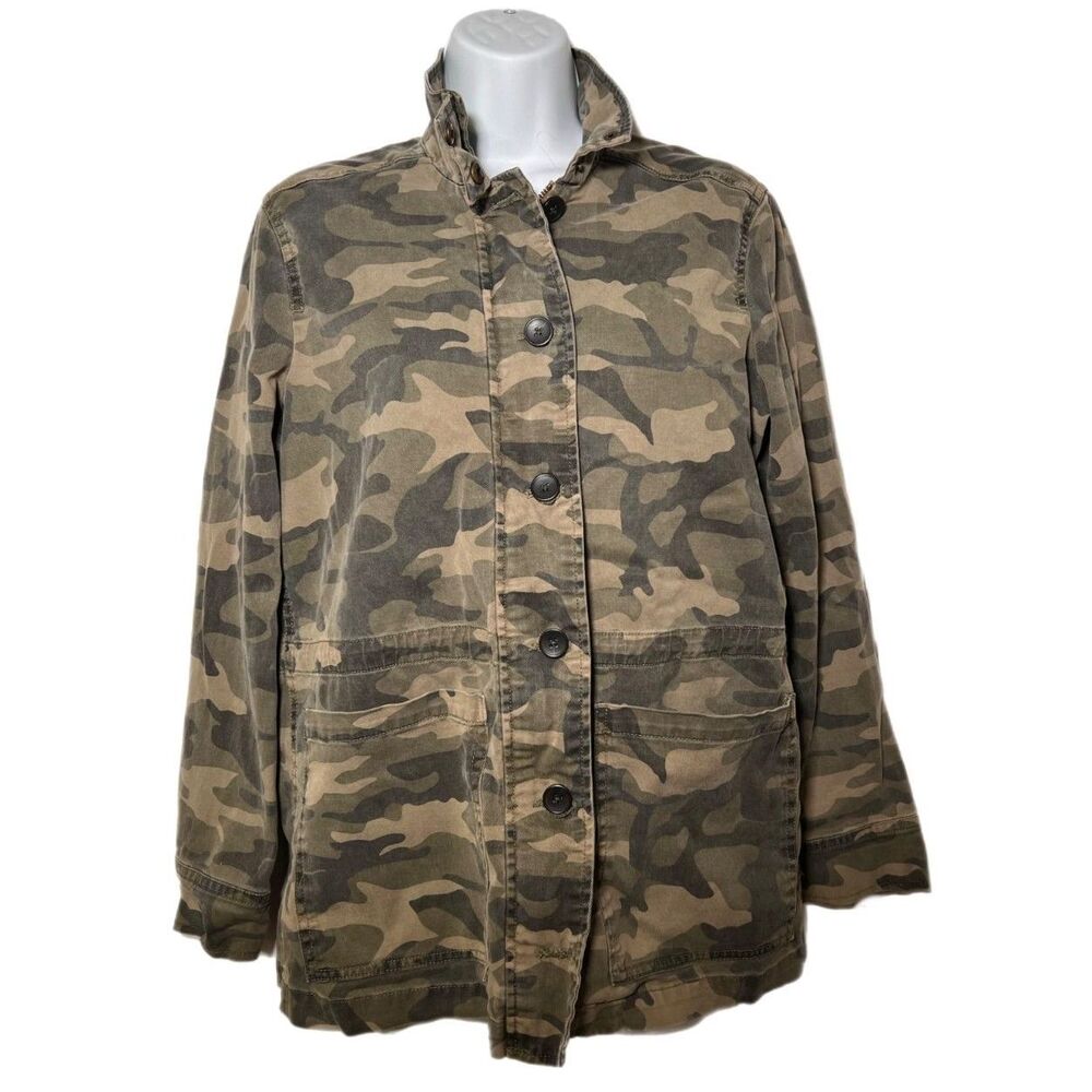 Lucky Brand Camo Zip Up Utility Jacket Cinch Waist Women's Small
